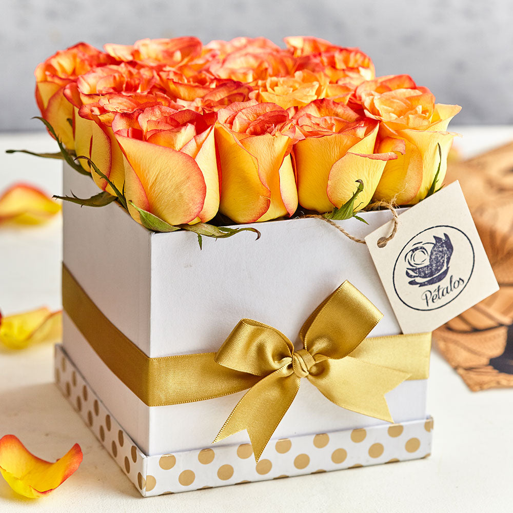 Caja de Rosas Amarillas - Pétalos